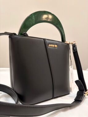 Jason Wu Black Crossbody Bag with Green Top Handle - New